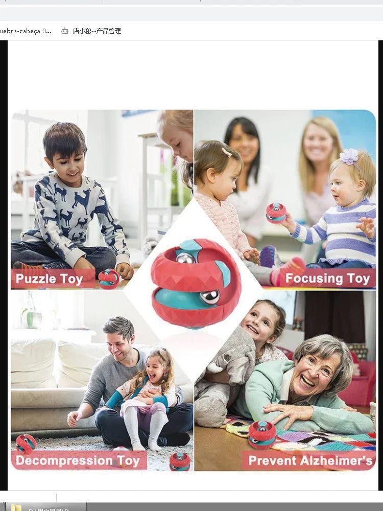 Orbit Ball Toy, Fidget Cubes Top Spinning Toy, as Stress Relief Gifts & Creative Decompression Toys, Puzzle Games for Kids