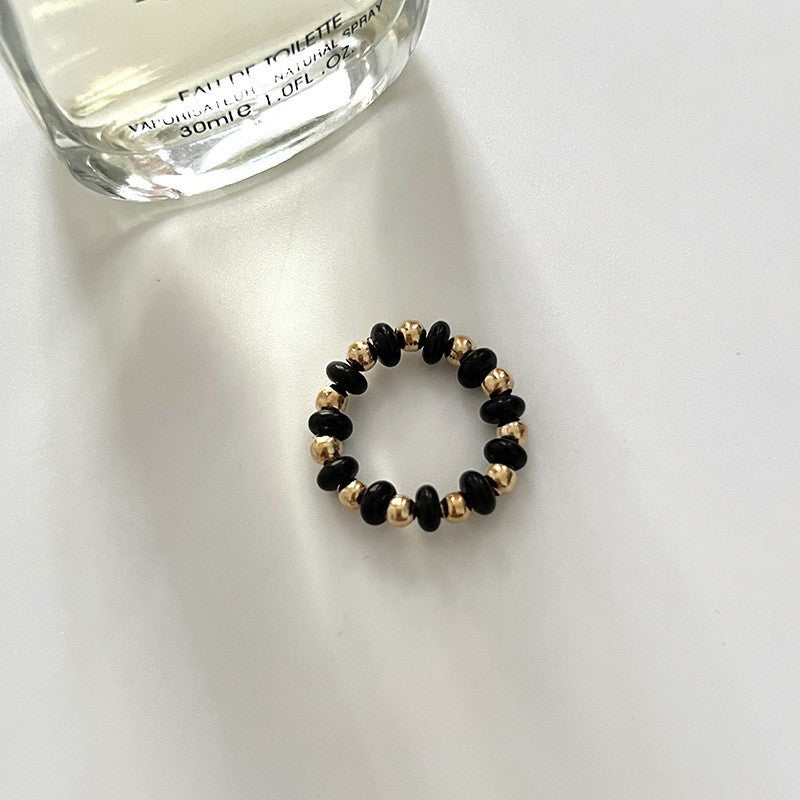 Color Crystal Beaded Ring Niche Design High-grade Finger Ring Light Luxury Elegant All-match Ring Accessories