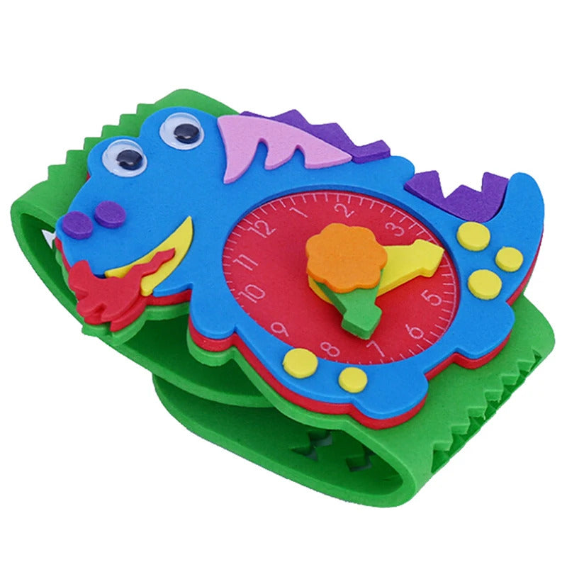 2/4/6PCS 3D EVA Foam Watch Kids DIY Art Craft Toys Cartoon Animal Clock Bracelet Handmade Material Kits For Children Boys Girls