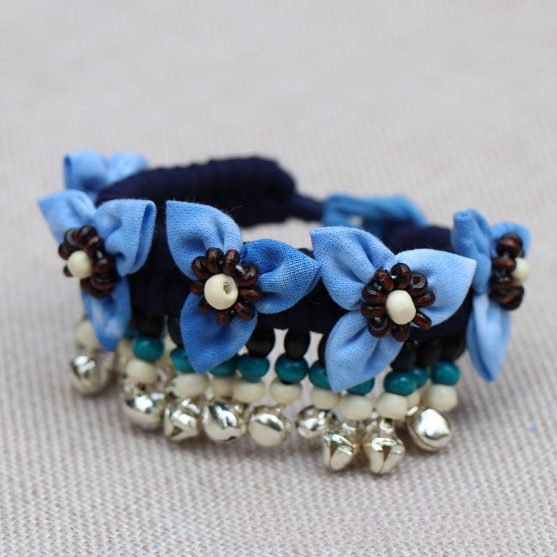 Blue Tie Dye Cloth Bracelet Dali Lijiang Hot Sale Hand-stitched Flower Fabric Bracelet Bracelet