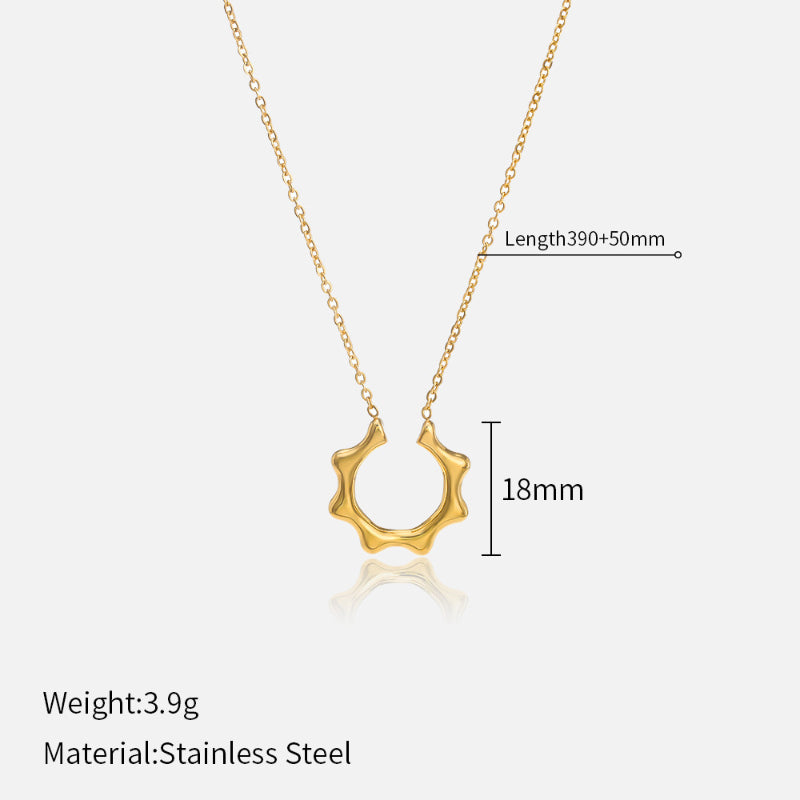 French Retro Braided Star Moon Stainless Steel Necklace Personality Fashion Women's Metal Pendant Titanium Steel Necklace