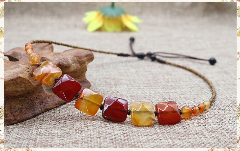 Natural Agate Clavicle Chain Neck Necklace Women's Neck Pattern Neck Chain
