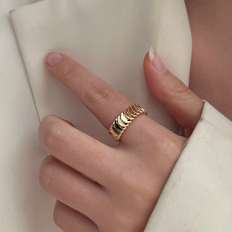 Sand Gold Opening Adjustable Frosted Ring Women's Fashion Sweet Light Luxury Niche Exquisite Ring Ancient Design