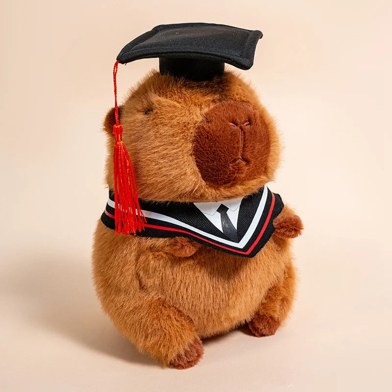 25cm Cute 2025 New Graduation Capybara Plush Doll Doctor Cap Bear Elephant West Highland Animal Stuffed Home Decor Gift For Kids