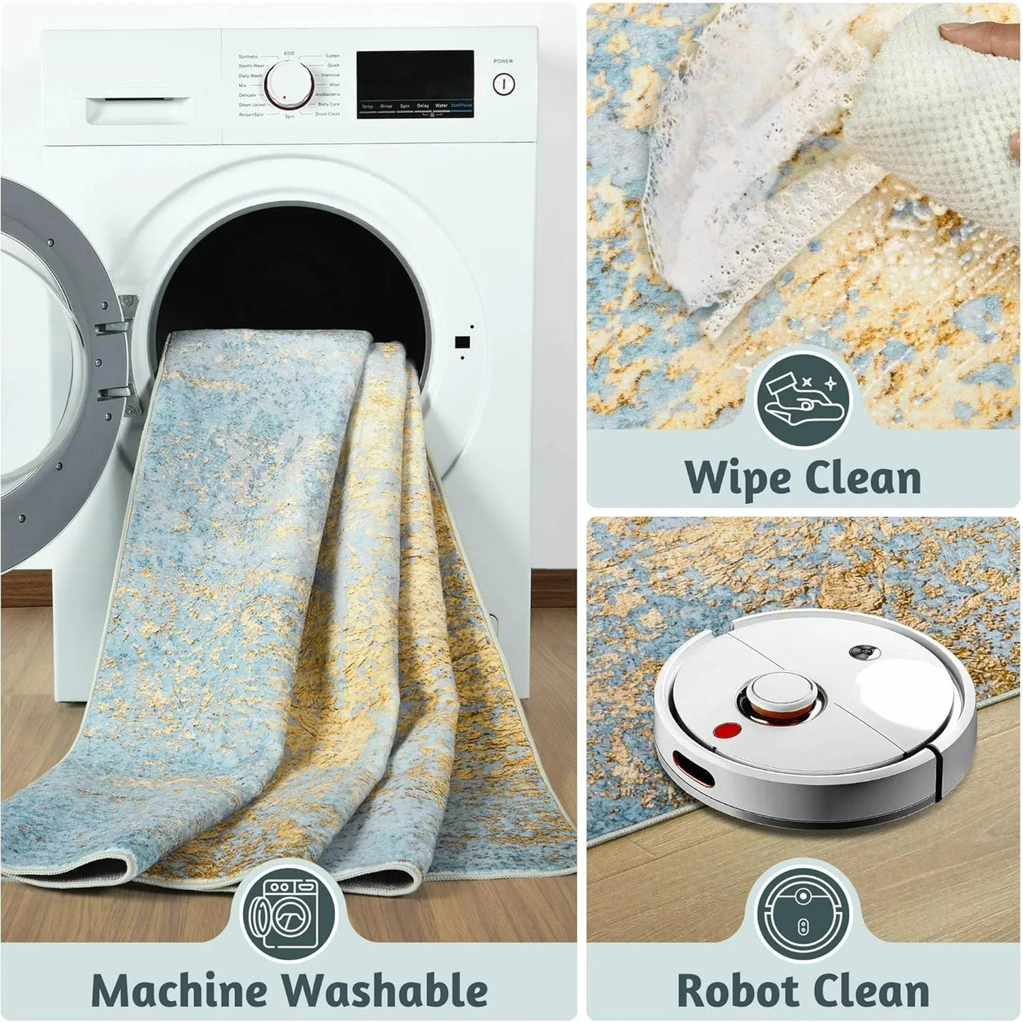 NOAHAS Faux Cashmere Printed Carpet Abstract Collection Rugs Soft Modern Rugs Living Room Bedroom Home Decor Indoor Rugs