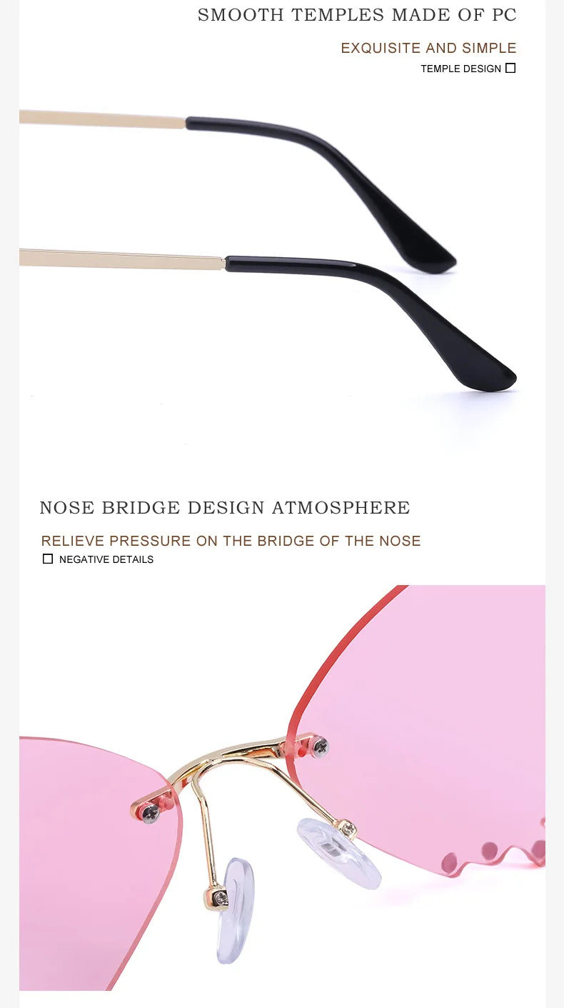 Diamond Butterfly Sunglasses Women 2023 Luxury Brand Designer Fashion Rimless Sun Glasses For Female Unique Party Shades Eyewear