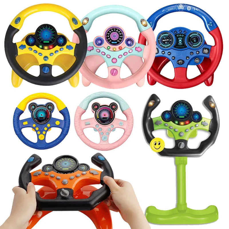 Electric Simulated Driving Steering Controller Portable Wheel Copilot Toy With Light And Sound Educational Sounding For Kid Gift