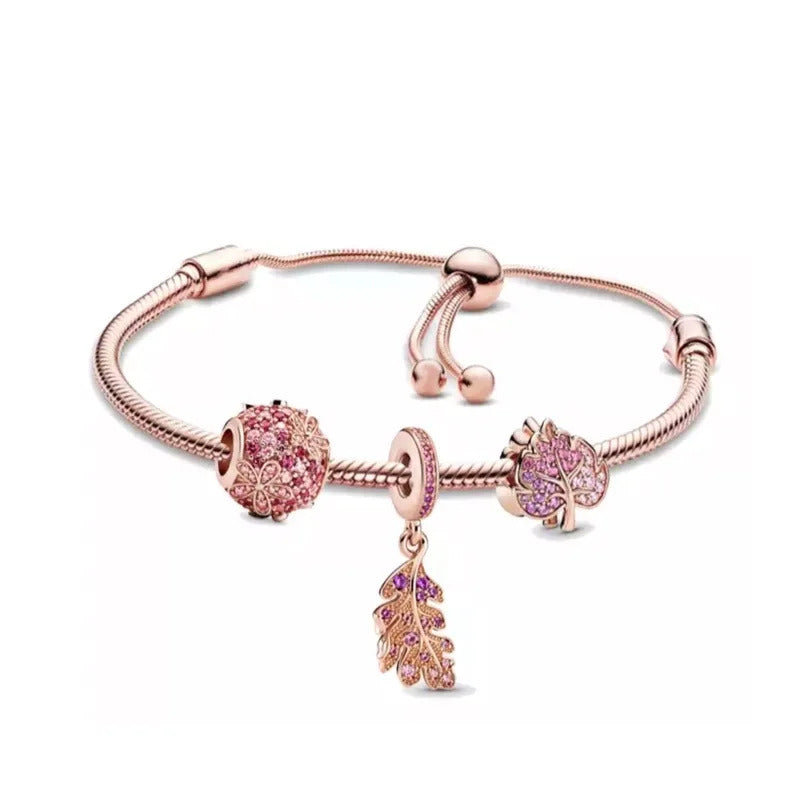 Luxurious 100%925 sterling silver original cute animal charm bead DIY set bracelet, high-end birthday gift jewelry for women