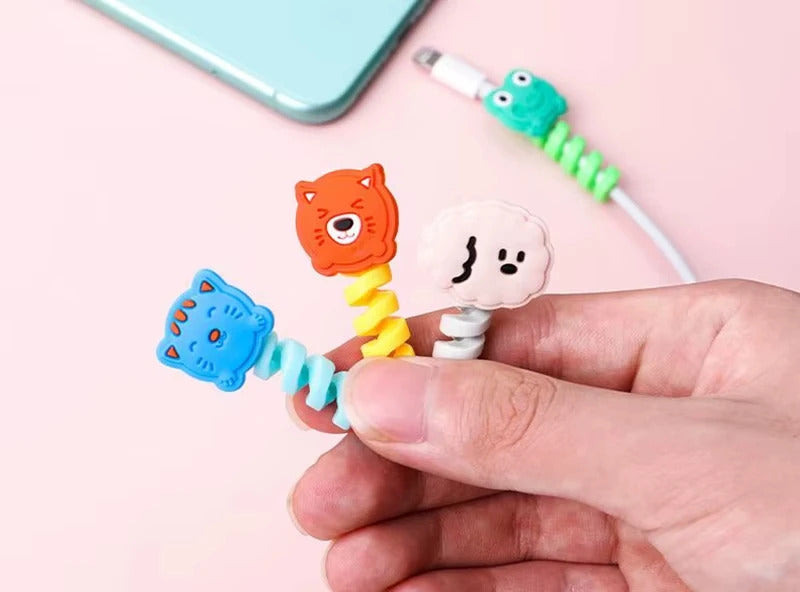 7 PCS / Set Cute Cartoon Animal Cable Protector Universal Cord Wire Silicone Protection Mini Cover Charging Cable Winder