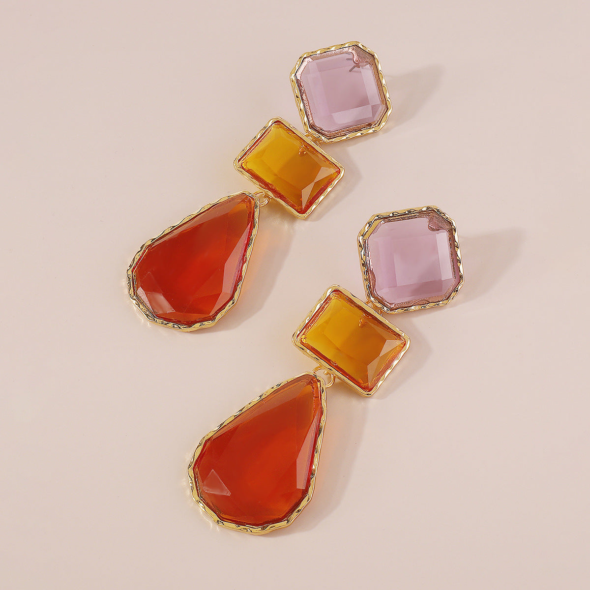 Trendy Accessories ZA Personality Fashion Exaggerated Geometric Resin Colorful Earrings Necklace