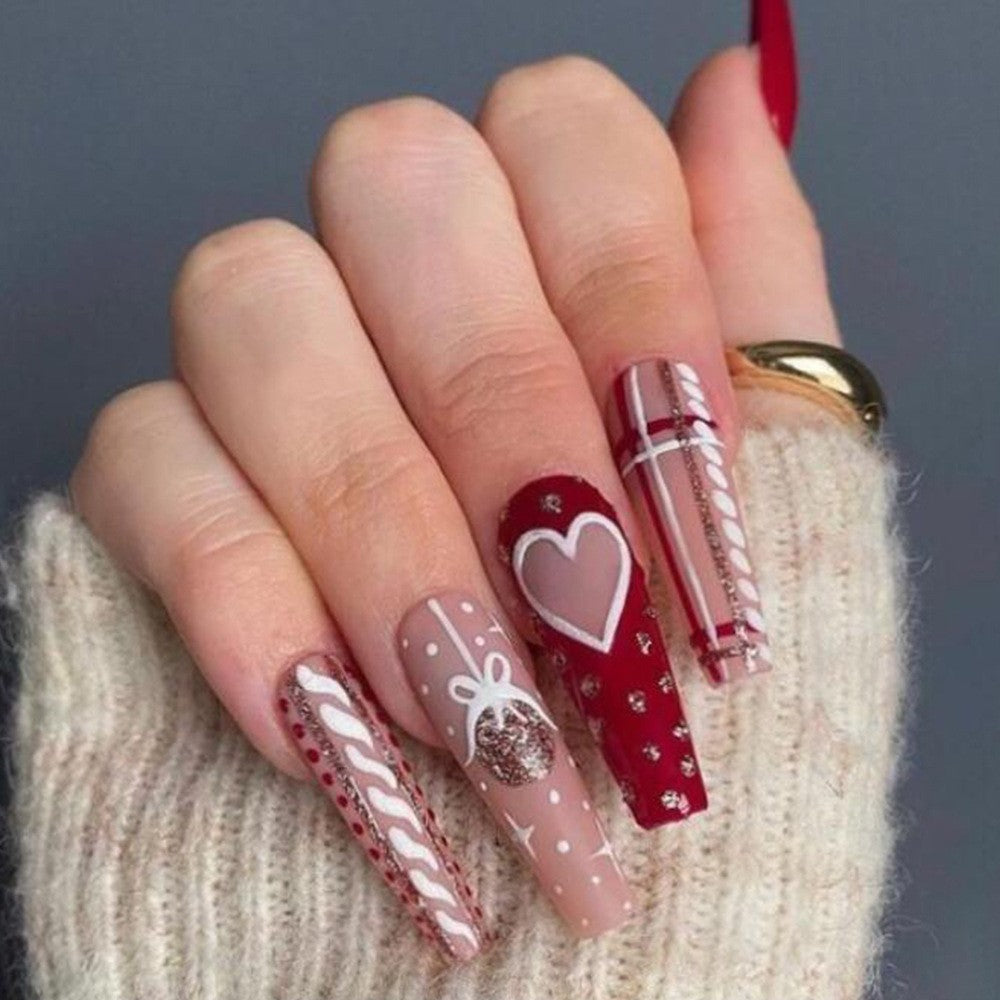 Christmas Wearable Nails Fake Nails Nail Tips Manicure Christmas Hot Press-on Fake Nail Stickers