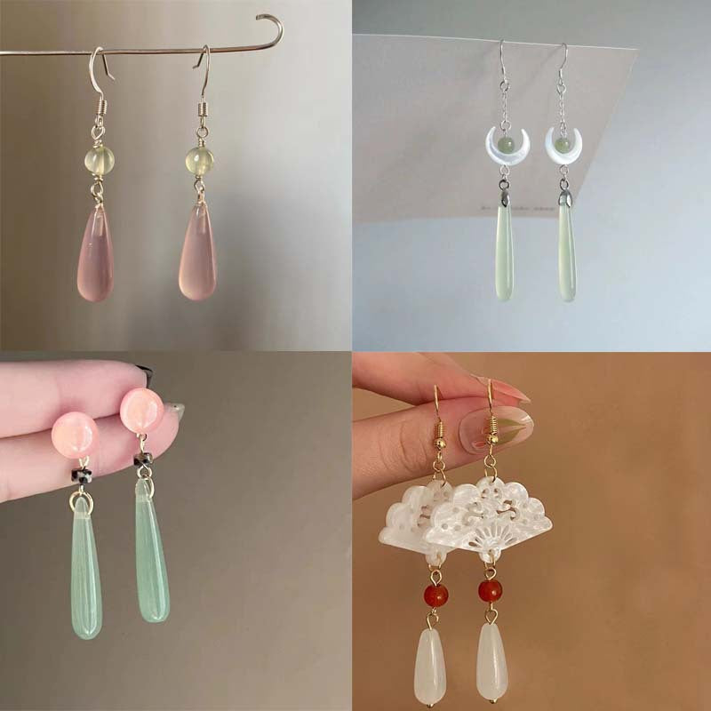 New Chinese Style Butterfly Flower Water Drop Earrings for Women Chinese Style Ancient Style Earrings Retro Cheongsam Hanfu Cool Earrings