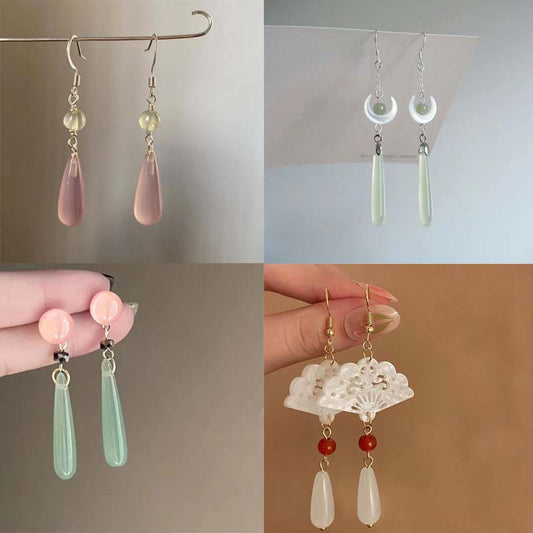 New Chinese Style Butterfly Flower Water Drop Earrings for Women Chinese Style Ancient Style Earrings Retro Cheongsam Hanfu Cool Earrings