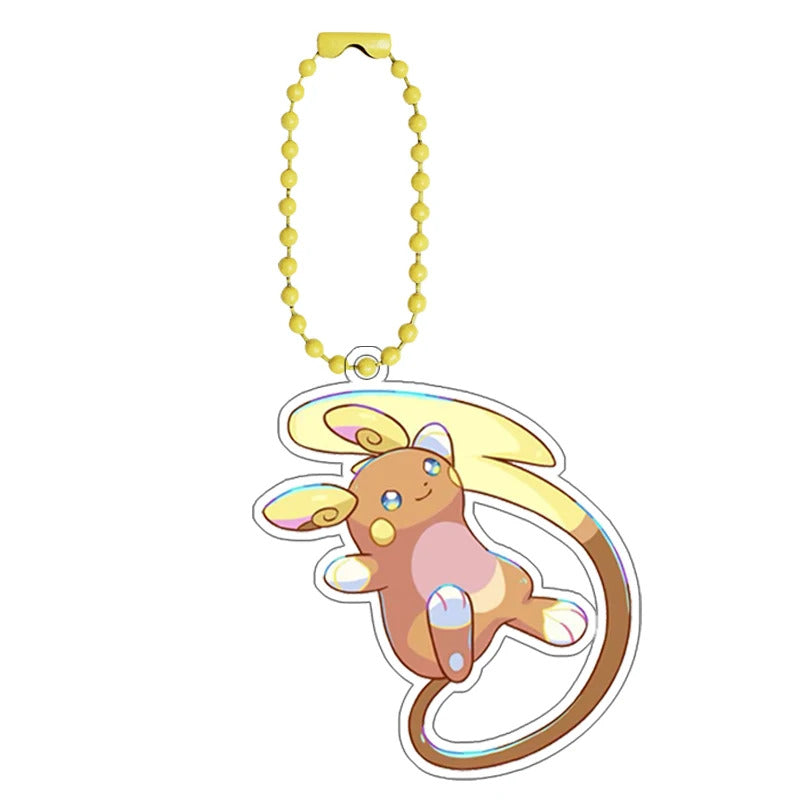 Pokemon Floragato Raichu Rockruff self-Made Cartoon Acrylic Key Chain Backpack Accessories Pendant Anime Classics Collection
