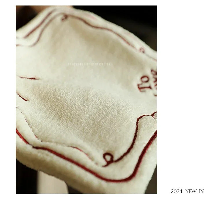 Double-layered Bow Pattern Thick Hand Towel Cleaning Cloths  Absorbent Hanging Towel Home Decoration Kitchen Accessories