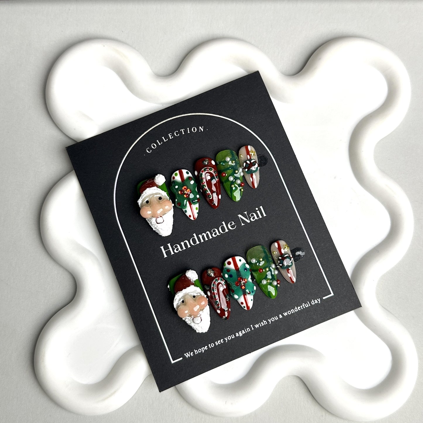 Nail Stickers Wearable Nail Tips Purely Handmade Pinch Design Christmas European and American Cross-Border Wholesale
