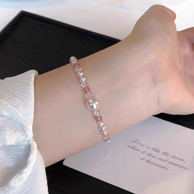 2025 New Beaded Agate Bracelet for Women, Niche Fashion, Exquisite Light Luxury, Versatile High-end Pearl Agate Bracelet