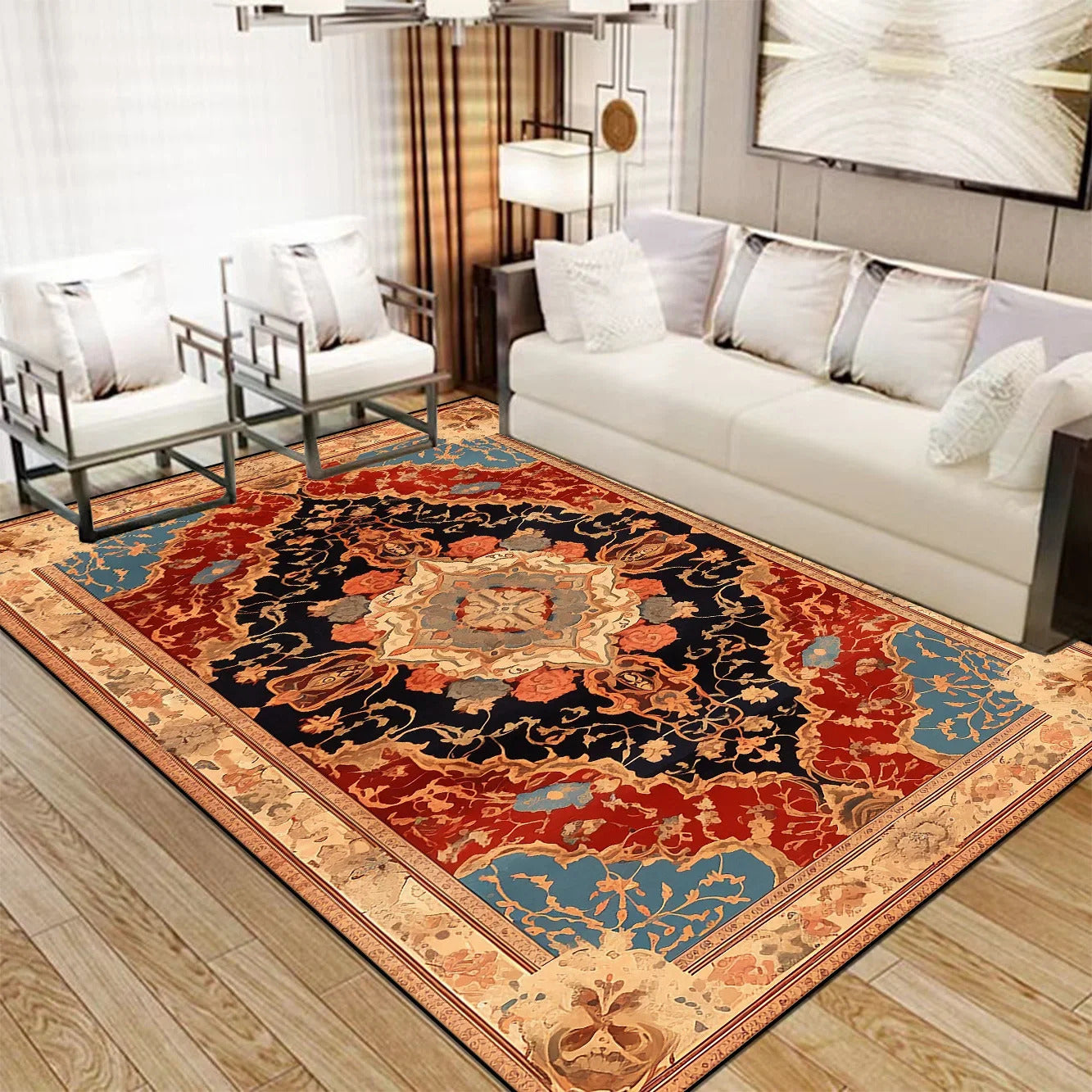 Persian Luxury Red Carpet Living Room Large Size Rug Non-slip Coffee Tables Mat Home Decoration Bedroom Lounge Rug Tapis Salon