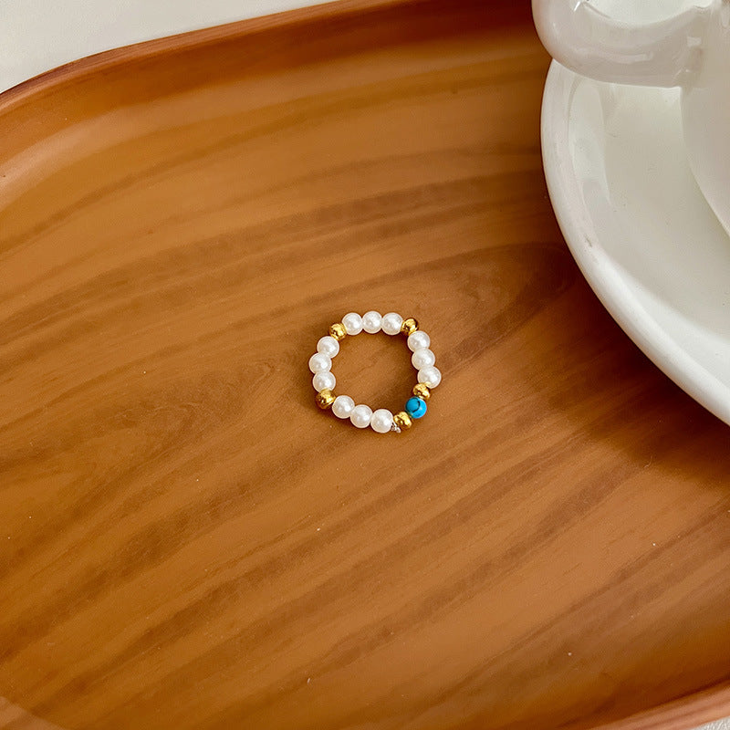 Dopamine Ring for Women, Niche Design, Personalized Beaded Index Finger Ring, High-End Fashion, Colorful Cute Closed Ring