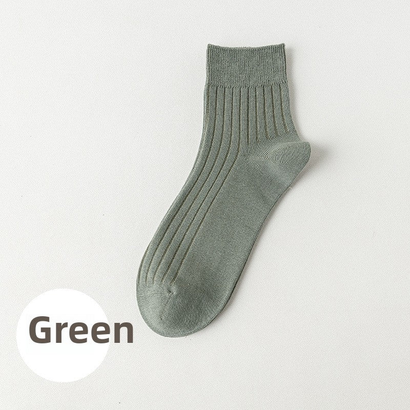 Socks Men's Spring and Summer Thin genuine goods Cotton Double Needle Drawable Mid-Tube Socks Anti-Bacterial Odor Bone-Free Sweat-Absorbing Men's Socks