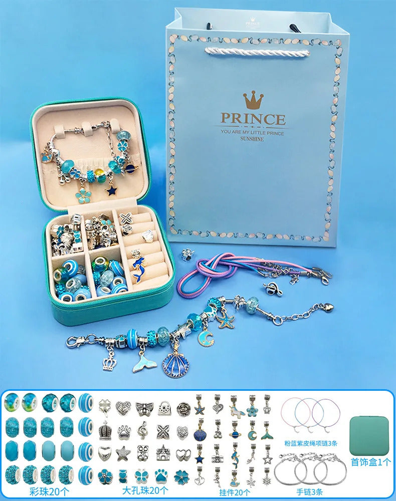 DIY Beaded Bracelet Set with Storage Box for Girls Gift Acrylic European Large Hole Beads Handmade Diy Jewelry Making Kit