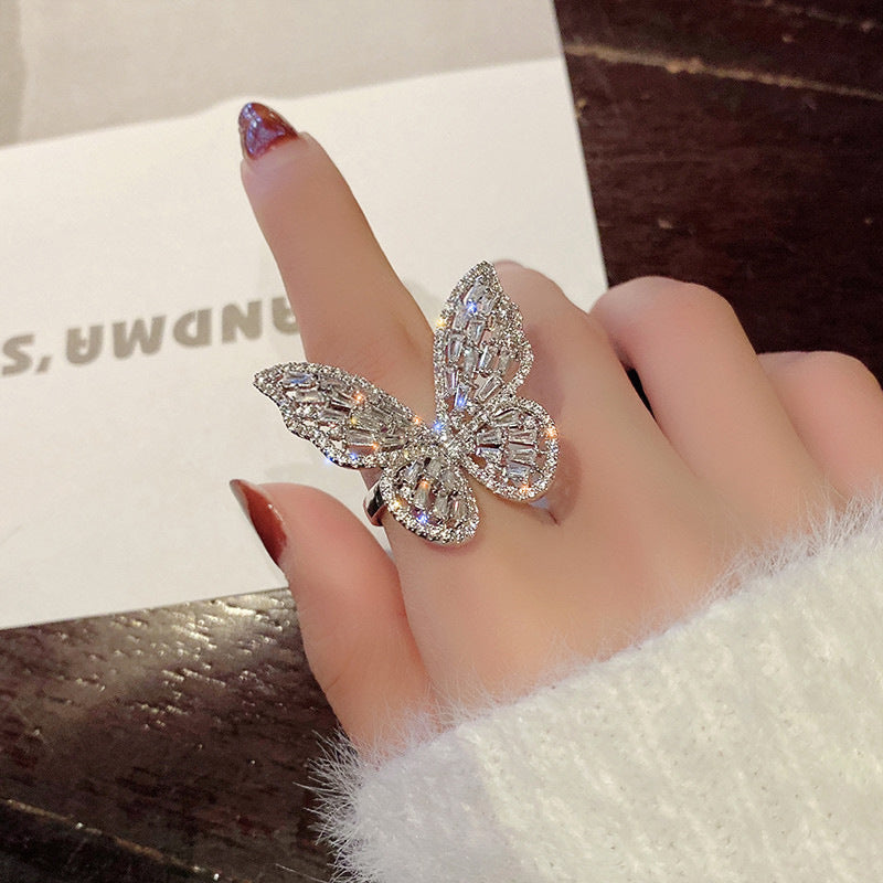 Ring jewelry batch hollow butterfly ring exaggerated ring does not fade jewelry