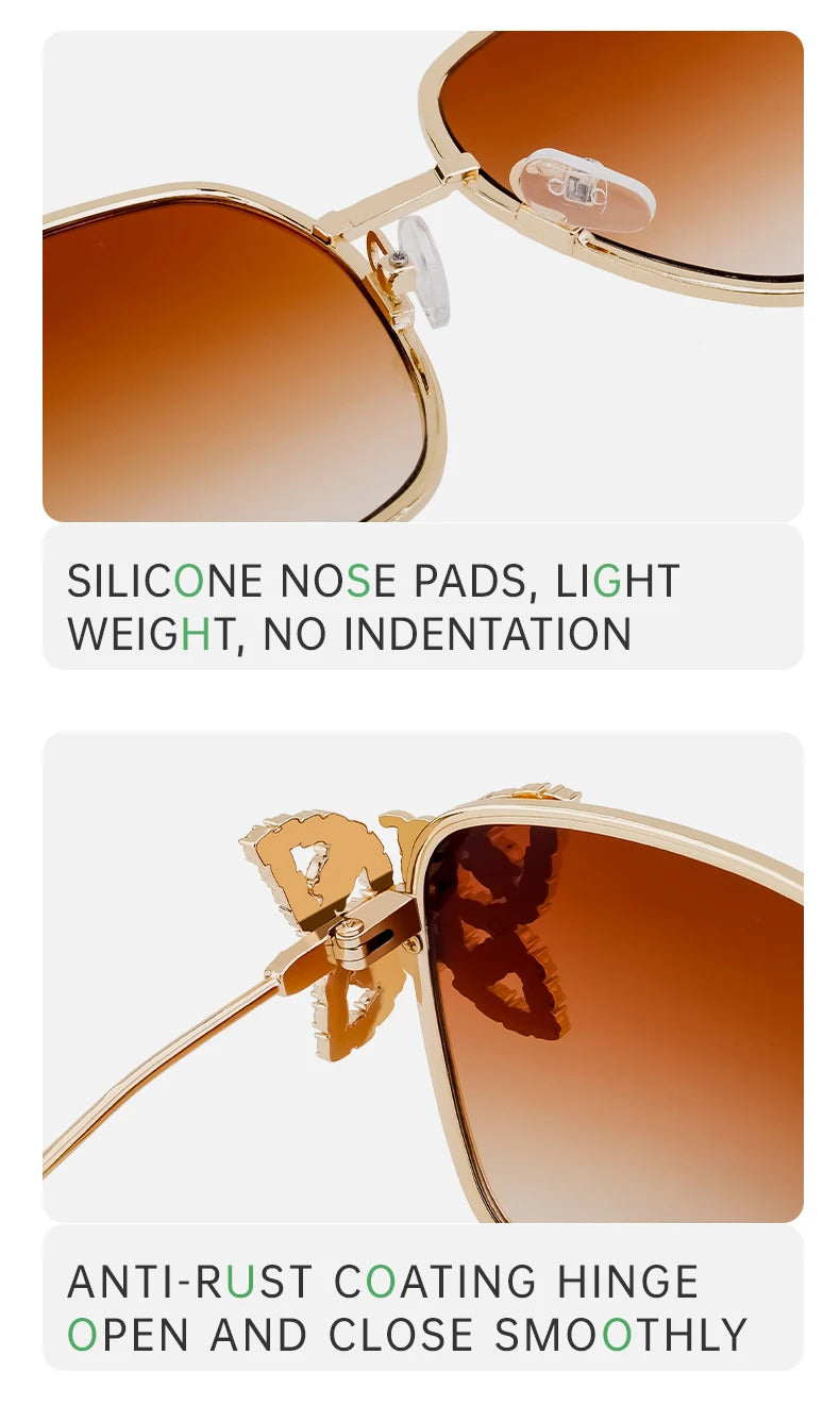 Oversized Square Sunglasses Women Rhinestone Butterfly Frame Sun Glasses 2025 Luxury Brand UV400 Protection Eyewear For Ladies