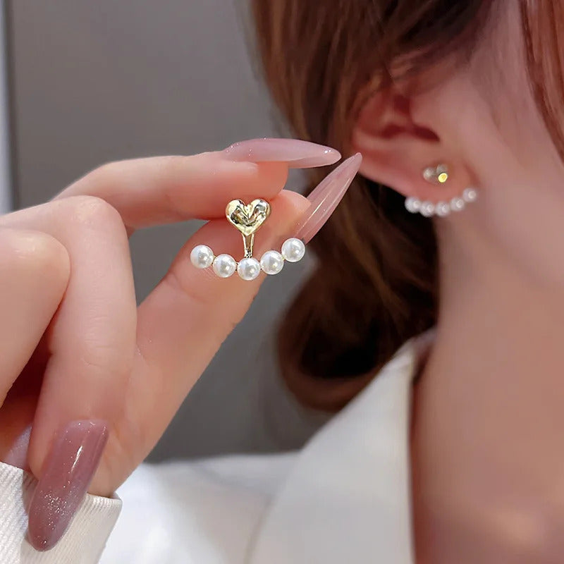 Trendy Geometric Stud Earrings for Women Classic Elegant Cute Imitation Pearl Leaf Small Stud Earring Wedding Jewelry