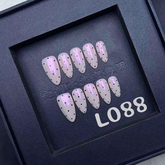 Black and White Spotted European and American Style Wearable Nail Tips Cross-Border Exclusive New Handmade Elegant Whitening Nail Tips
