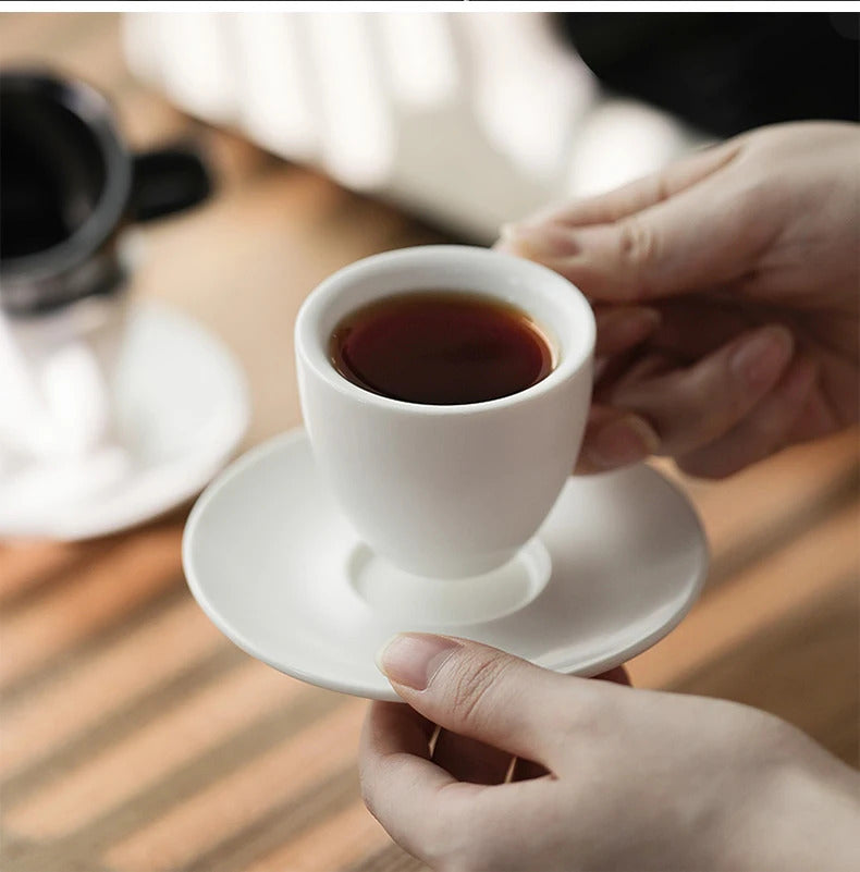 MHW-3BOMBER Espresso Cup with Saucer Set Latte Art Mugs Coffee Mug 80ml Ceramic Espresso Shot Cup Barista Accessories