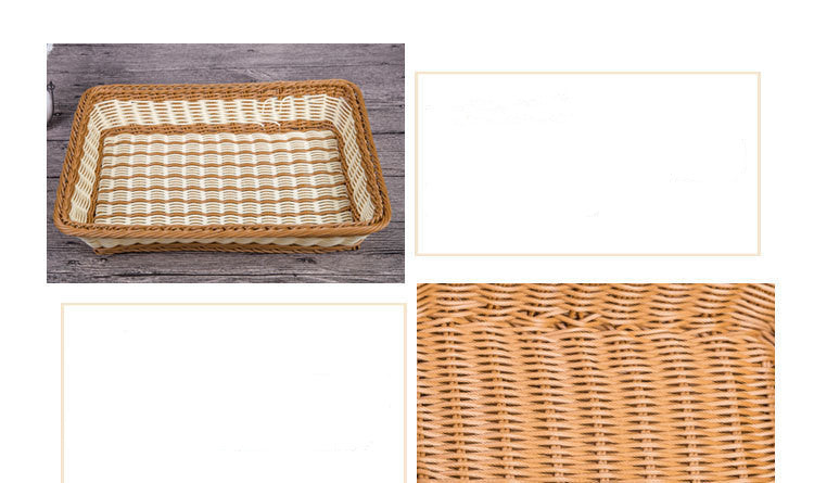 ✅Fruit Basket Bread Basket Supermarket Hotel Display Basket Display Basket Handmade Storage Basket Rattan Woven Basket Imitation Rattan Weaving