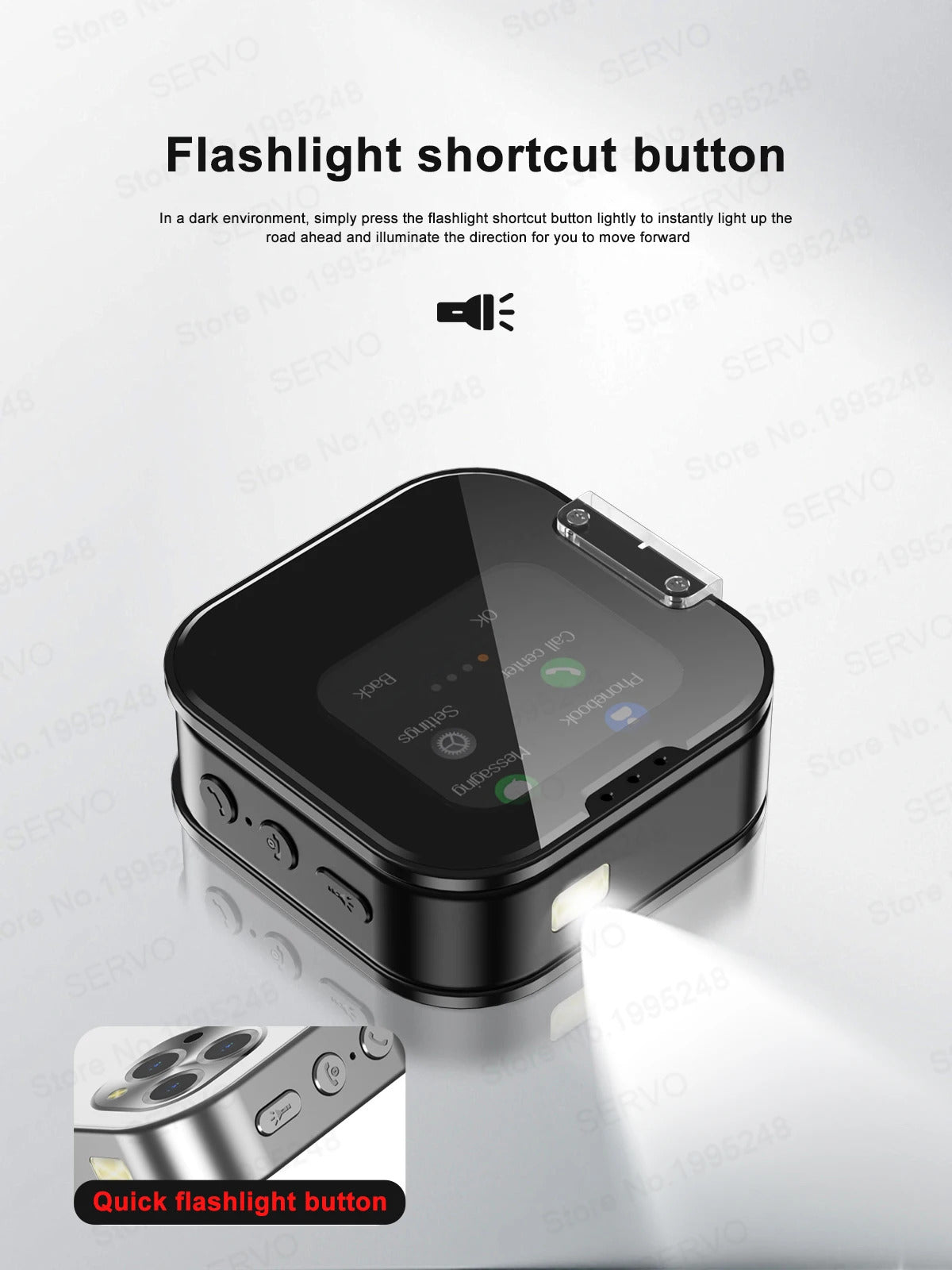 SERVO i19 Rotate Small Box Touch Mobile Phone 2SIM Standby Magic Voice Bluetooth Sync Music Torch Mini Rotation Cellphone Type-C