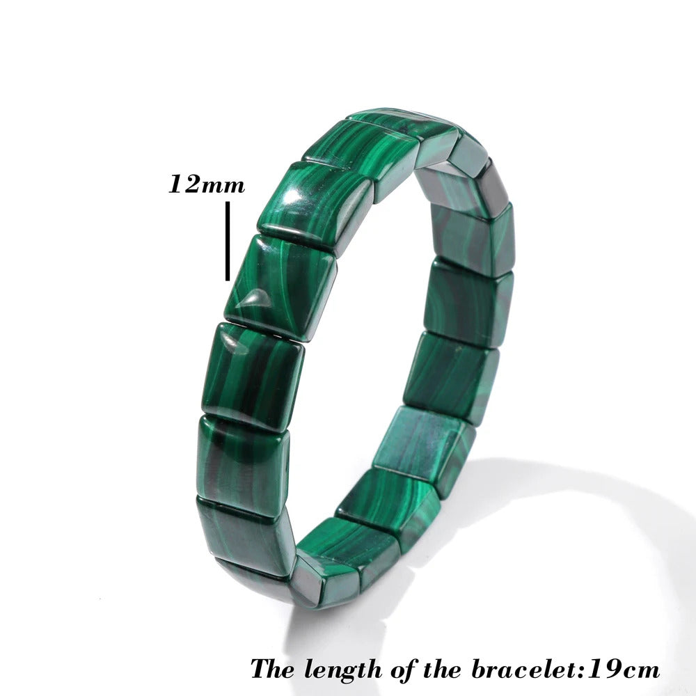Natural Malachite Beads Bracelets for Women Men Oval Square Green Malachite Stone Chrysocolla Diabetes Relief Bracelet Jewelry