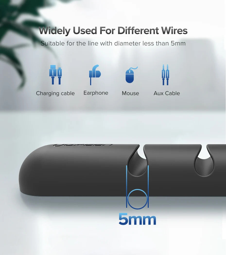 Ugreen Cable Organizer Silicone USB Cable Winder Flexible Cable Management Clips For Mouse Headphone Earphone Cable Holder