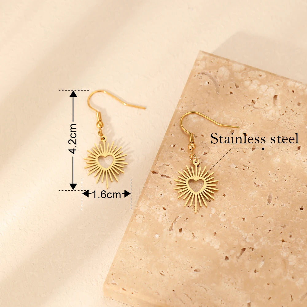 Stainless Steel Earrings Bohemian Geometric Heart Pendant Elegant Fashion Dangle Earrings For Women Jewelry Gifts for Lovers New