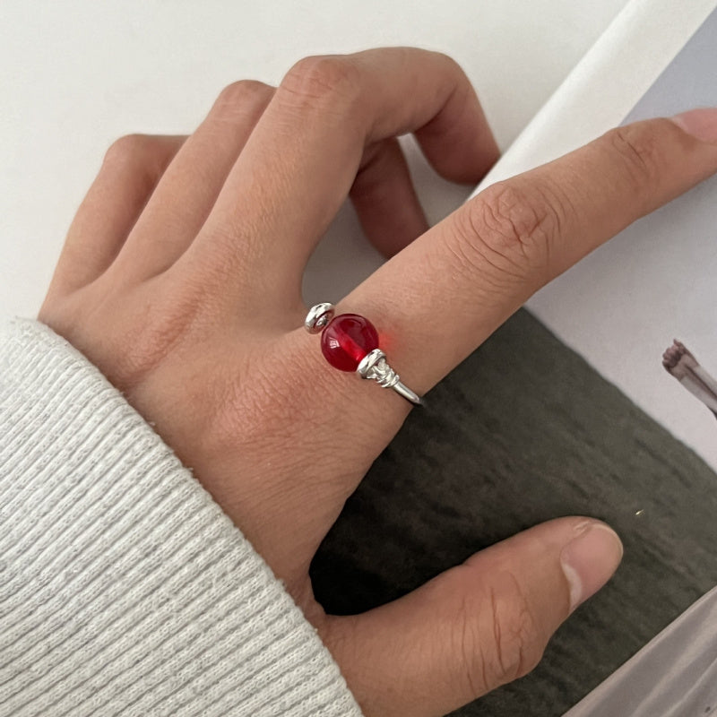 Color Crystal Beaded Ring Niche Design High-grade Finger Ring Light Luxury Elegant All-match Ring Accessories