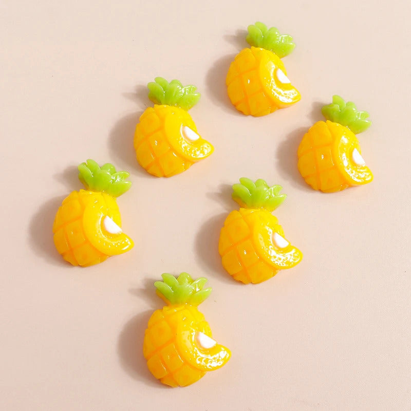 10pcs Mix Cute Mini Fruit Charms Pear Cherry Pineapple Peach Avocado Flat Back Resin Cabochons Scrapbook DIY Jewelry Accessories