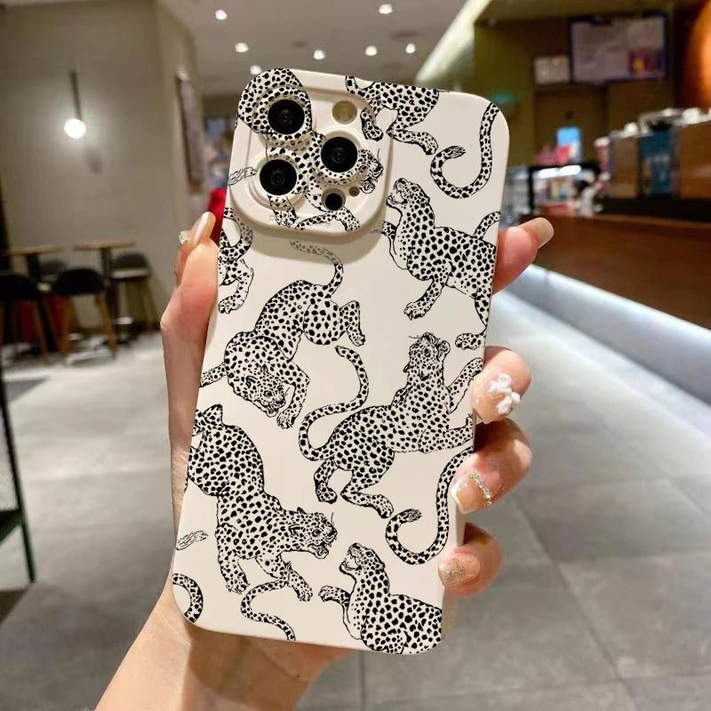Pink Leopard Print Pattern Phone Case For iPhone 16 15 Pro Max 14 13 12 11 XS XR 7 8 Plus SE 2020 Shockproof Soft Silicone Cover