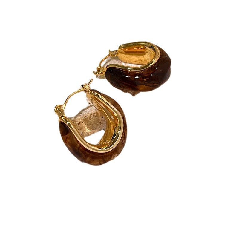 Maillard Earrings Earrings Brown Niche Design High-grade Ring Earrings Light Luxury Summer