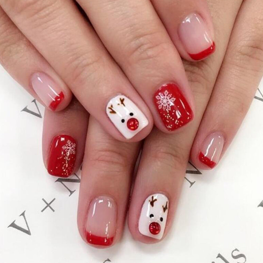 Christmas Wearable Nails Fake Nails Nail Tips Manicure Christmas Hot Press-on Fake Nail Stickers