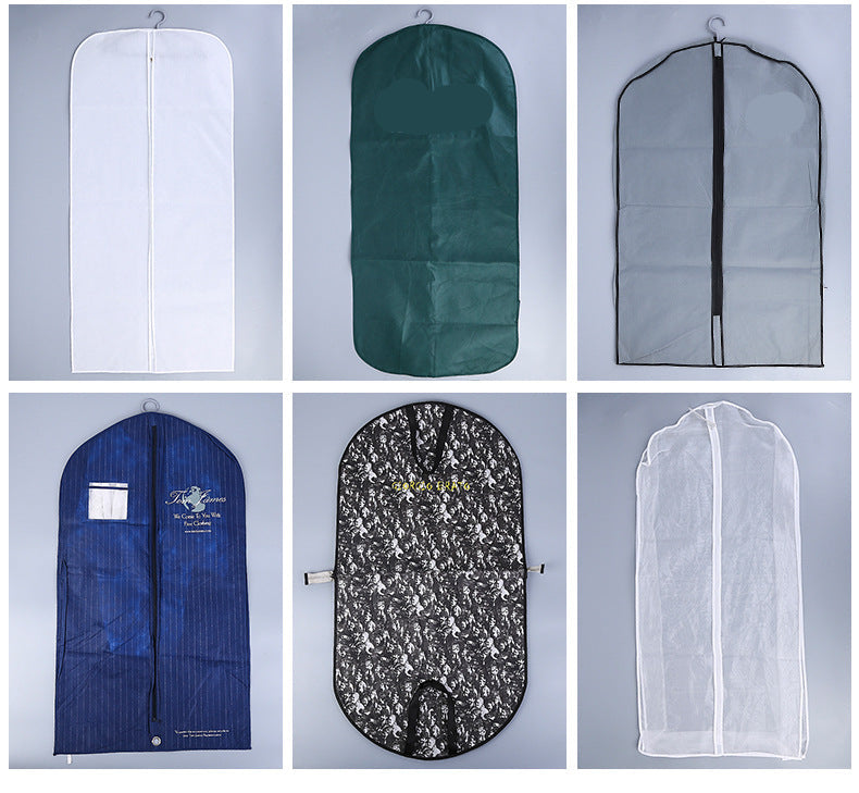 In Stock Thickened Zipper Portable Wig Dust Cover PVC Window Non-Woven Fabric Hang Clothes Storage Dustproof Bag Wholesale