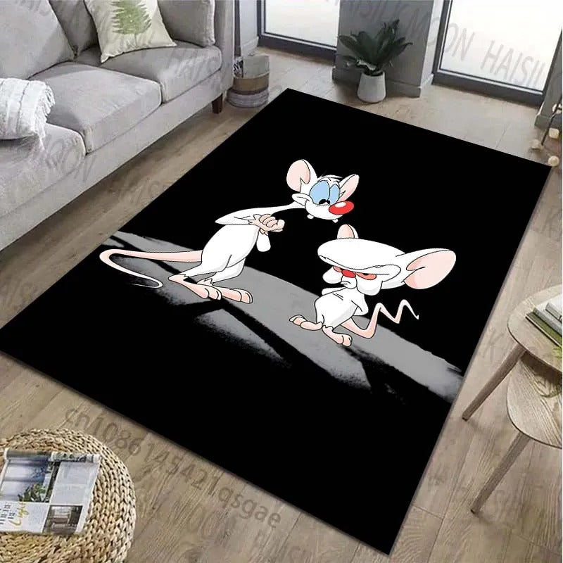 Classic Cartoon Pink The Brain Patter Carpet for Living Room Bedroom Bedside Bathroom Floor Mat Area Rug Sofa Mat Home Decor