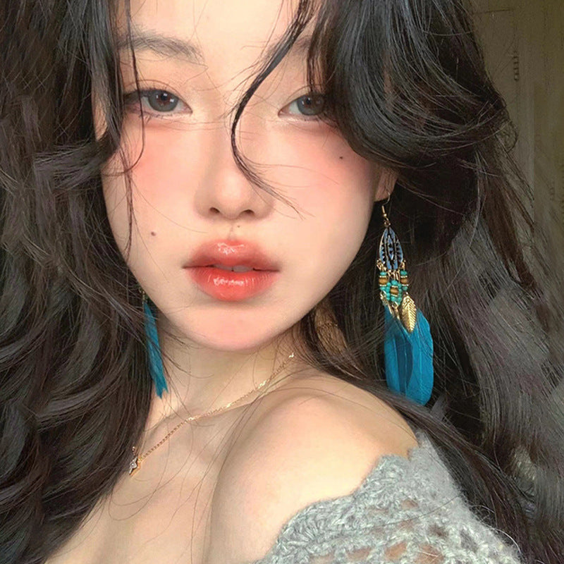 Bohemian Style Earrings Chinese Retro Style Niche Light Luxury Ear Drops Ear Hooks Vacation Style Earrings for Women