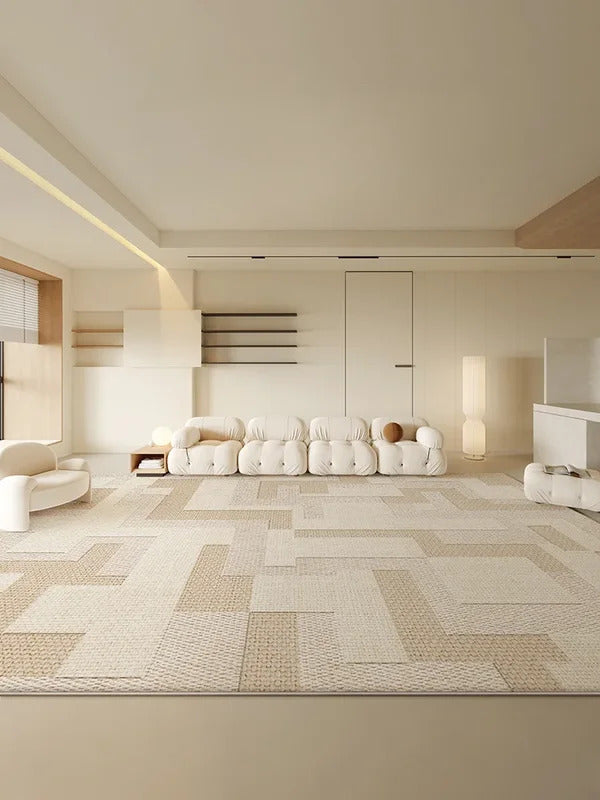 Beige Large Size Living Room Carpets Geometric Cream Carpet Luxury Home Decoration Rugs Easy To Clean Non-Slip Bedroom Rug ковер
