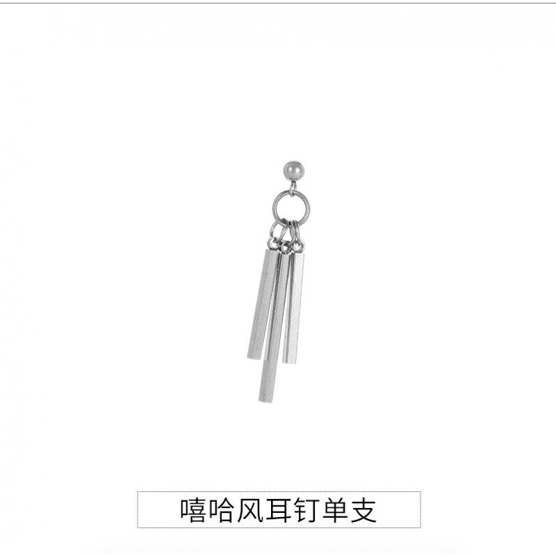 Rectangular Stick Double Stick Earrings Men's Titanium Steel Long Bar Ear Clips Women's Niche Simple High-end Accessories Jewelry