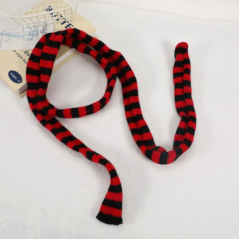 2024 Women Harajuku Cotton Scarves Y2k Black Grey Stripe Long Scarves 180cm Thin Long Decorative Neckerchief Fashion Streetwear