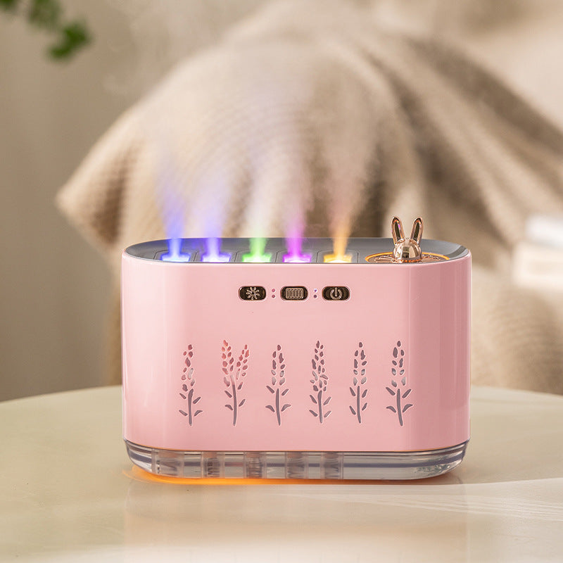 Air Humidifier for Home, Silent Bedroom Five-Hole Spray Aromatherapy, Creative Dynamic Colorful Sound-Controlled