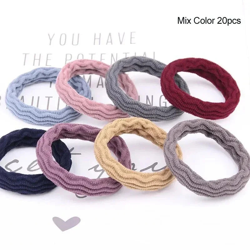 20PCS Women Girls Simple Basic Elastic Hair Bands Ties Scrunchie Holder Rubber Bands Fashion Headband Hair Accessories