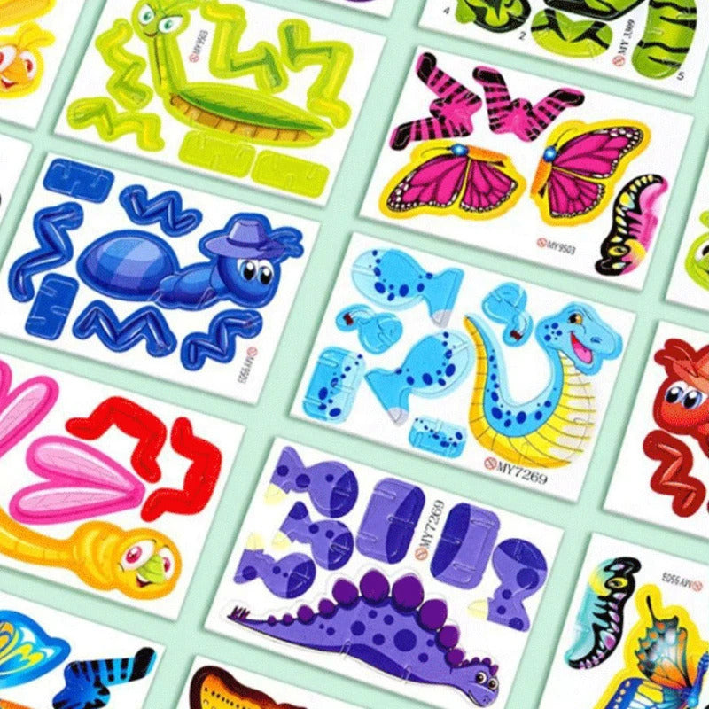 30Pcs 3D Dinosaur Jungle Animal Paper Puzzle Set Creative Cartoon Design Learning and Entertainment Puzzle Education