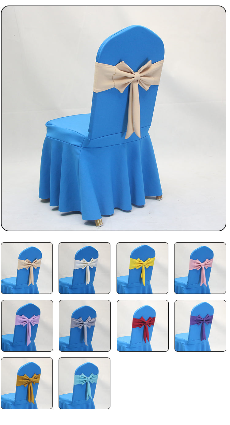 V45O Banquet Elastic Chair Cover No Tie Bowknot Chair Back Flower Decoration Wedding Hotel VIP Stool Strap